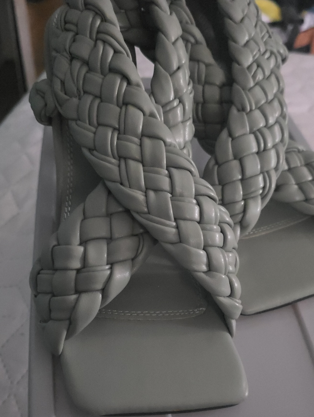 ASOS Braided Block-Heel Sandals in Sage